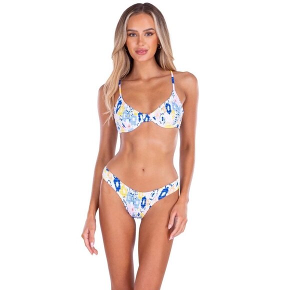 NWT SUNDAY BRUNCH Underwired Padded Bra‎ Shirred Bikini Set Size L- - Picture 1 of 8